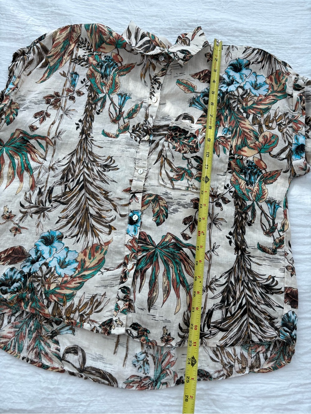 Elie Tahari 100% Linen Botanical Print Button-Down Shirt – Size M - Picture 7 of 8